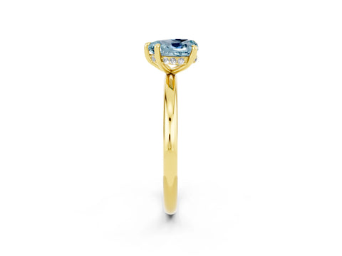Yellow gold Heart Cut Aquamarine Solitaire Ring with Thin Band and Four-Prong Setting_2