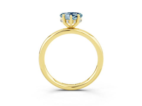 Yellow gold Heart Cut Aquamarine Solitaire Ring with Thin Band and Four-Prong Setting_3