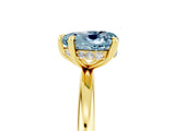 Yellow gold Heart Cut Aquamarine Solitaire Ring with Thin Band and Four-Prong Setting_5