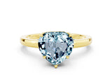 Yellow gold Heart Cut Aquamarine Solitaire Ring with Thin Band and Prong Setting_12