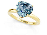 Yellow gold Heart Cut Aquamarine Solitaire Ring with Thin Band and Prong Setting_13