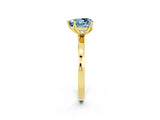 Yellow gold Heart Cut Aquamarine Solitaire Ring with Thin Band and Prong Setting_14