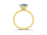 Yellow gold Heart Cut Aquamarine Solitaire Ring with Thin Band and Prong Setting_15