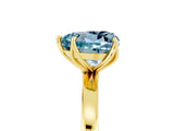 Yellow gold Heart Cut Aquamarine Solitaire Ring with Thin Band and Prong Setting_17