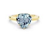 Yellow gold Heart Cut Aquamarine Solitaire Ring with Thin Band and Prong Setting_24