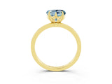 Yellow gold Heart Cut Aquamarine Solitaire Ring with Thin Band and Prong Setting_27