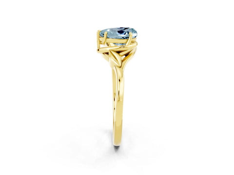 Yellow gold Heart Cut Aquamarine Solitaire Ring with Twist Band and Four-Prong Setting_26