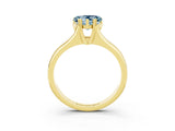 Yellow gold Heart Cut Aquamarine Solitaire Ring with Wide Band and Prong Setting_3