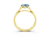 Yellow gold Heart Cut Aquamarine Solitaire Twist Band Prong Setting Ring_51