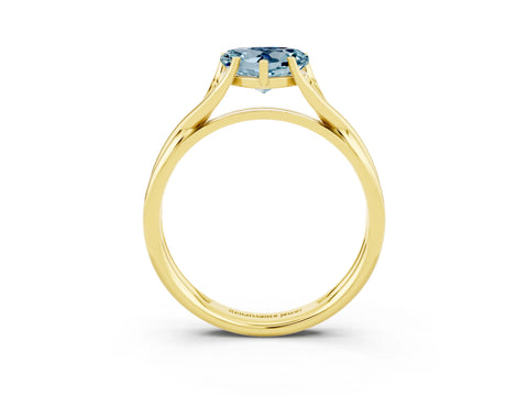Yellow gold Heart Cut Aquamarine Solitaire Twist Band Prong Setting Ring_51