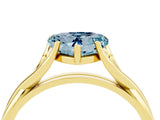 Yellow gold Heart Cut Aquamarine Solitaire Twist Band Prong Setting Ring_52