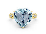 Yellow gold Heart Cut Aquamarine Solitaire Twisted Band with Round  Accents and Prong Setting_12