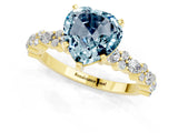 Yellow gold Heart Cut Aquamarine Solitaire with Side Stones, Pave Band, Four-Prong Setting_37
