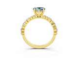Yellow gold Heart Cut Aquamarine Solitaire with Side Stones, Pave Band, Four-Prong Setting_39
