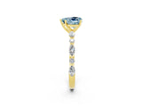 Yellow gold Heart Cut Aquamarine Solitaire with Side Stones on a Pavé Band and Four-Prong Setting_2
