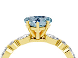 Yellow gold Heart Cut Aquamarine Solitaire with Side Stones on a Pavé Band and Four-Prong Setting_4
