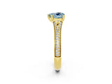 Yellow gold Heart Cut Aquamarine Split Shank Engagement Ring with Pavé Band_2