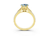 Yellow gold Heart Cut Aquamarine Split Shank Engagement Ring with Pavé Band_3