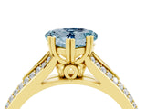 Yellow gold Heart Cut Aquamarine Split Shank Engagement Ring with Pavé Band_4