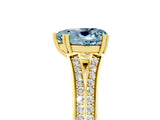 Yellow gold Heart Cut Aquamarine Split Shank Engagement Ring with Pavé Band_5