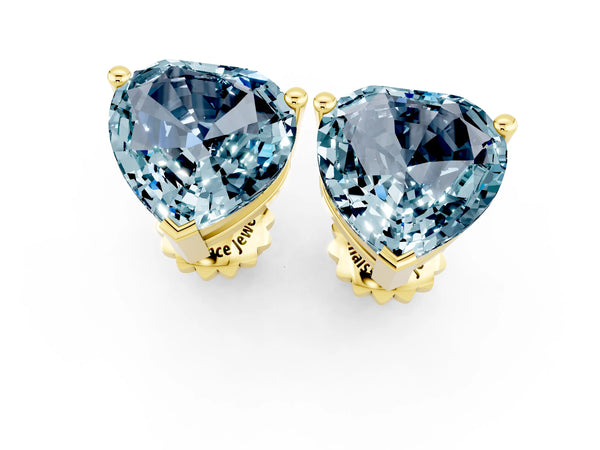 Yellow gold Heart Cut Aquamarine Stud Earrings