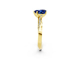 Yellow gold Heart Cut Blue Sapphire Engagement Ring with Side Stone Accents and Four-Prong Setting_26