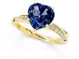 Yellow gold Heart Cut Blue Sapphire Engagement Ring with Side Stone Accents and Four-Prong Setting_61