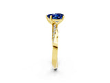 Yellow gold Heart Cut Blue Sapphire Engagement Ring with Side Stone Accents and Four-Prong Setting_62