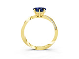 Yellow gold Heart Cut Blue Sapphire Engagement Ring with Side Stone Accents and Four-Prong Setting_63