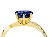 Yellow gold Heart Cut Blue Sapphire Engagement Ring with Side Stone Accents and Four-Prong Setting_64