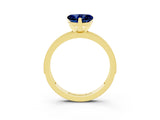 Yellow gold Heart Cut Blue Sapphire Milgrain Pavé Engagement Ring with Four-Prong Setting_15