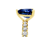 Yellow gold Heart Cut Blue Sapphire Pavé Solitaire Ring with Round Band and Prong Setting_29