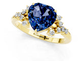 Yellow gold Heart Cut Blue Sapphire Ring with Side Stones and Four-Prong Setting_37