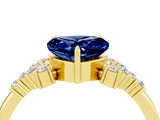 Yellow gold Heart Cut Blue Sapphire Ring with Side Stones and Four-Prong Setting_40