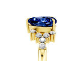 Yellow gold Heart Cut Blue Sapphire Ring with Side Stones and Four-Prong Setting_41