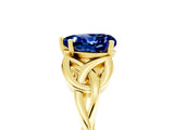 Yellow gold Heart Cut Blue Sapphire Solitaire Celtic Knot Ring with Four-Prong Setting_17