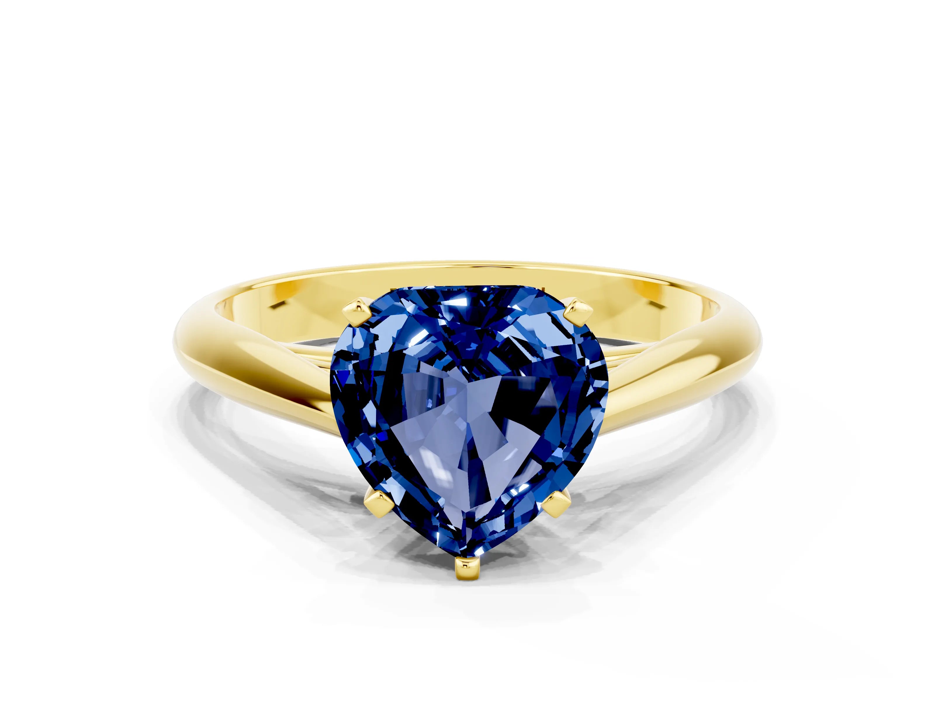 Yellow gold Heart Cut Blue Sapphire Solitaire Engagement Ring with Cathedral Setting and Four-Prong Mount_12