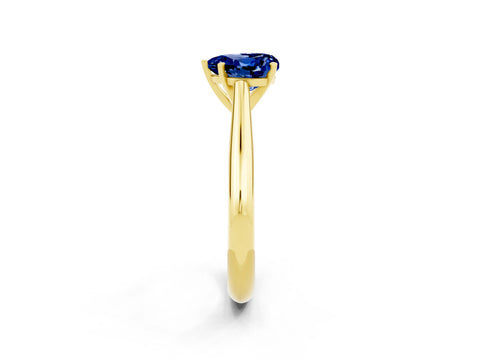 Yellow gold Heart Cut Blue Sapphire Solitaire Engagement Ring with Cathedral Setting and Four-Prong Mount_14