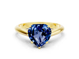 Yellow gold Heart Cut Blue Sapphire Solitaire Engagement Ring with Cathedral Setting and Four-Prong Mount_24