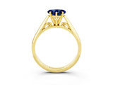 Yellow gold Heart Cut Blue Sapphire Solitaire Engagement Ring with Cathedral Setting and Four-Prong Mount_27