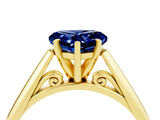 Yellow gold Heart Cut Blue Sapphire Solitaire Engagement Ring with Cathedral Setting and Four-Prong Mount_28