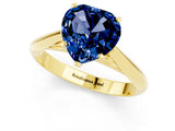 Yellow gold Heart Cut Blue Sapphire Solitaire Engagement Ring with Cathedral Setting and Four-Prong Mount_67