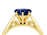 Yellow gold Heart Cut Blue Sapphire Solitaire Engagement Ring with Cathedral Setting and Four-Prong Mount_70