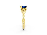 Yellow gold Heart Cut Blue Sapphire Solitaire Engagement Ring with Celtic Knot Band and Four-Prong Setting_2