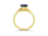 Yellow gold Heart Cut Blue Sapphire Solitaire Engagement Ring with Classic Band and Four-Prong Setting_15