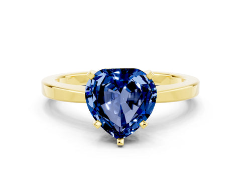 Yellow gold Heart Cut Blue Sapphire Solitaire Engagement Ring with Classic Band and Four-Prong Setting_24