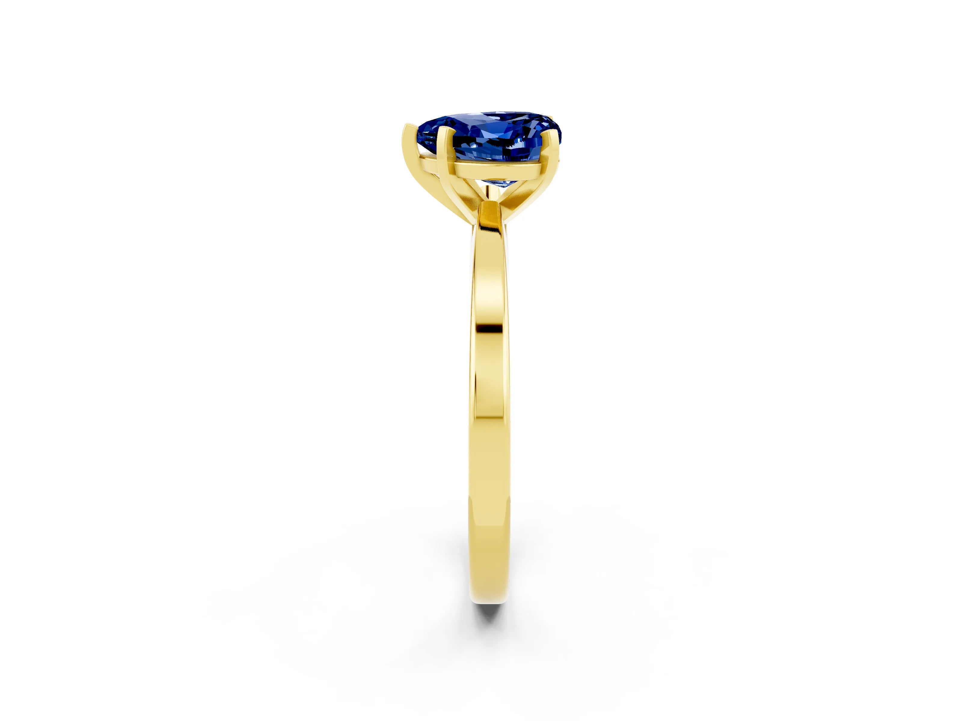 Yellow gold Heart Cut Blue Sapphire Solitaire Engagement Ring with Classic Band and Four-Prong Setting_26