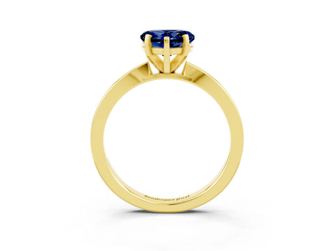 Yellow gold Heart Cut Blue Sapphire Solitaire Engagement Ring with Classic Band and Four-Prong Setting_27
