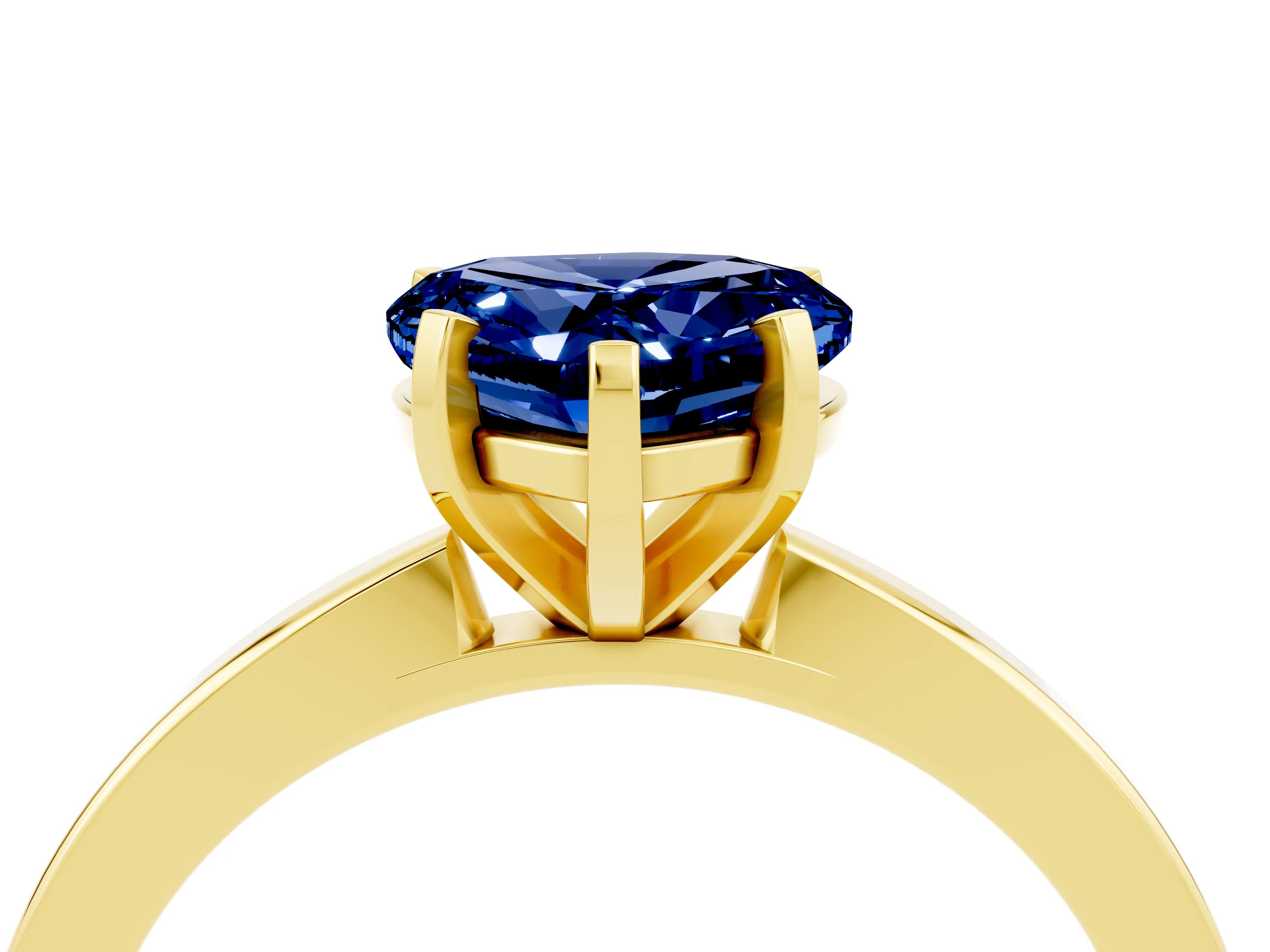 Yellow gold Heart Cut Blue Sapphire Solitaire Engagement Ring with Classic Band and Four-Prong Setting_28