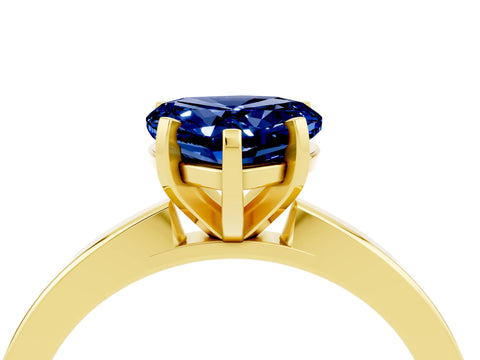Yellow gold Heart Cut Blue Sapphire Solitaire Engagement Ring with Classic Band and Four-Prong Setting_28